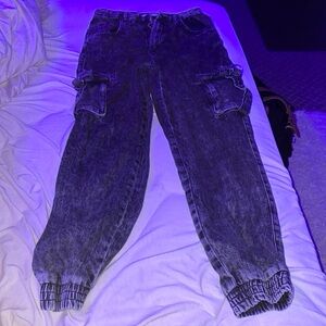 Black distressed jeans, used once but clean